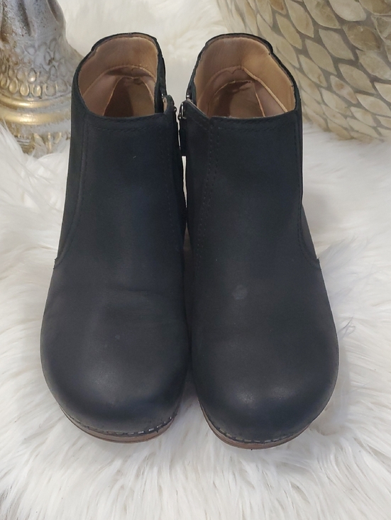 Dansko Shoes - Dansko Black Leather Ankle Booties with Side Zip Closure